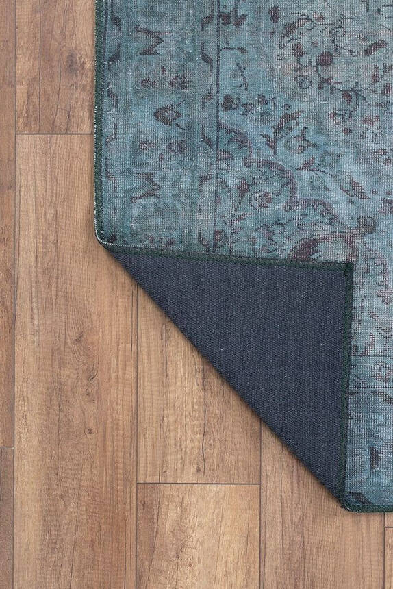 Outlet 150x150 Daire Blues Vintage Desenli Dokuma Taban Dekoratif Yeşil Halı AL-21 - 5