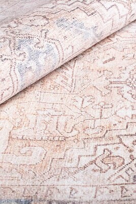 Outlet 150x150 Daire Dorian Eskitme Desenli Dokuma Taban Dekoratif Bej Halı AL-349 - 6