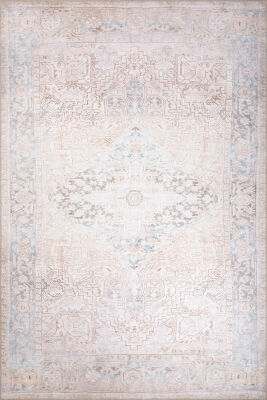 Outlet 150x150 Daire Dorian Eskitme Desenli Dokuma Taban Dekoratif Bej Halı AL-349 - 2