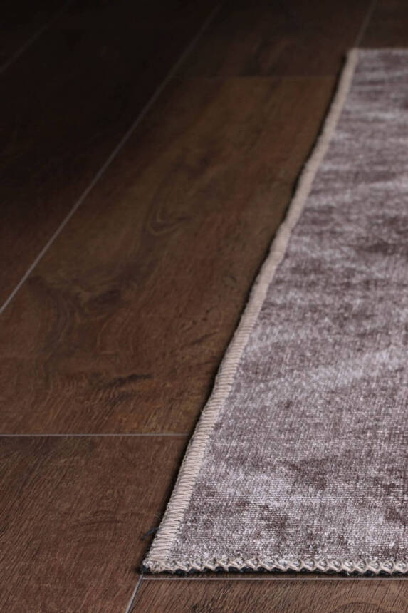 Outlet 150x150 Daire Dorian Eskitme Desenli Dokuma Taban Dekoratif Kahverengi Halı AL-32 - 6