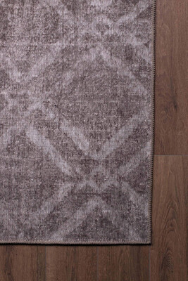 Outlet 150x150 Daire Dorian Eskitme Desenli Dokuma Taban Dekoratif Kahverengi Halı AL-32 - 4