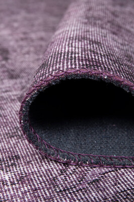 Outlet 150x150 Daire Folk Eskitme Desenli Dokuma Taban Dekoratif Mor Halı BA-28 - 4