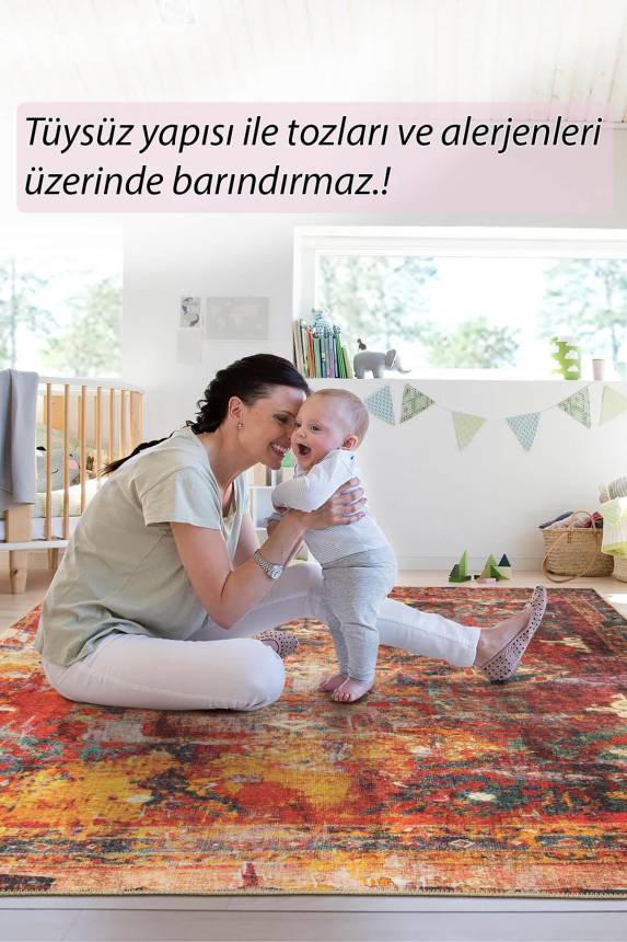 Outlet 150x150 Daire Fusion Modern Dokuma Taban Dekoratif Renkli Halı AL-140 - 7