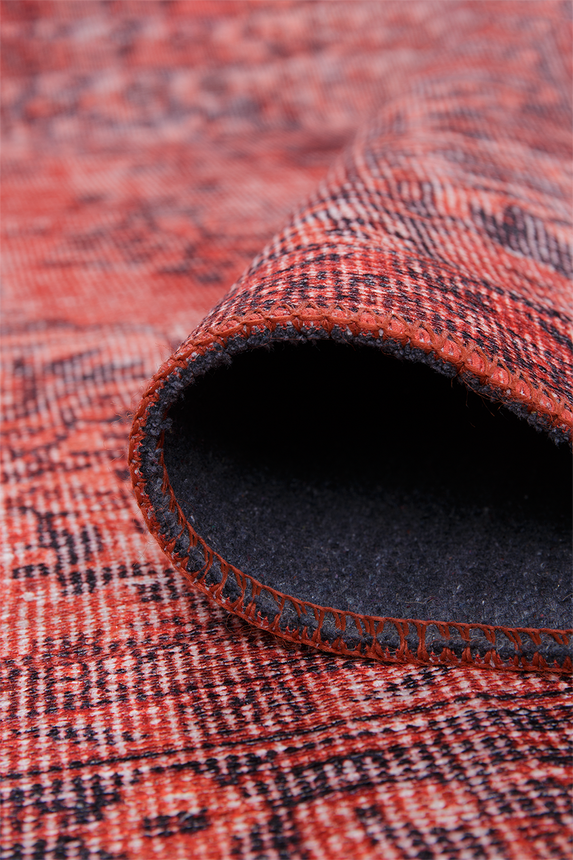 Outlet 150x150 Kare Blues Vintage Desenli Dokuma Taban Dekoratif Kırmızı Halı AL-131 - 4