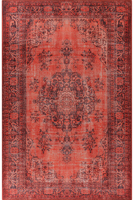 Outlet 150x150 Kare Blues Vintage Desenli Dokuma Taban Dekoratif Kırmızı Halı AL-131 - 2