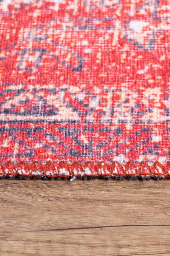 Outlet 150x150 Kare Blues Vintage Desenli Dokuma Taban Dekoratif Kırmızı Halı AL-269 - 2