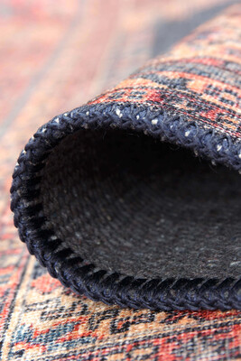 Outlet 150x150 Kare Blues Vintage Desenli Dokuma Taban Dekoratif Lacivert Halı AL-26 - 4