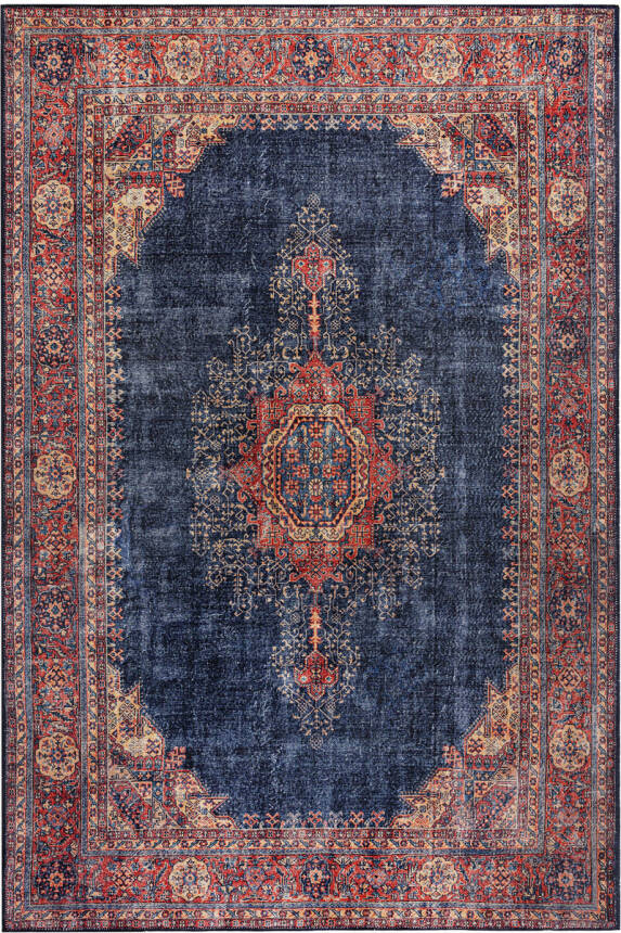 Outlet 150x150 Kare Blues Vintage Desenli Dokuma Taban Dekoratif Lacivert Halı AL-26 - 2