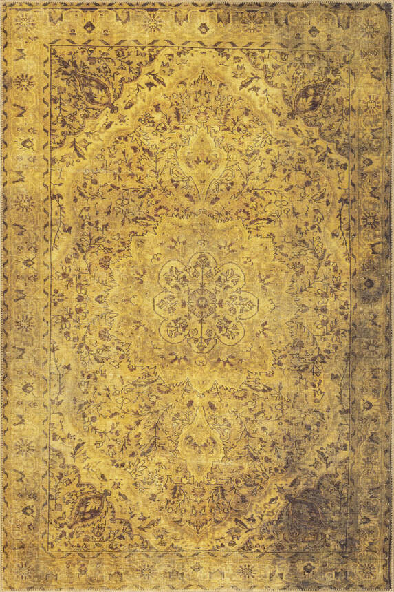 Outlet 150x150 Kare Blues Vintage Desenli Dokuma Taban Dekoratif Sarı Halı AL-24 - 2