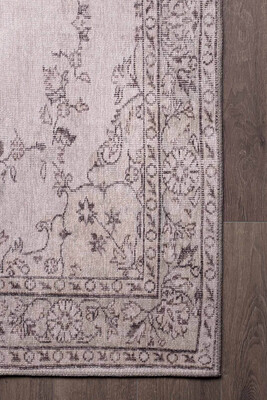 Outlet 150x150 Kare Dorian Eskitme Desenli Dokuma Taban Dekoratif Bej Halı AL-20 - 2