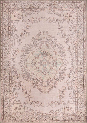 Outlet 150x150 Kare Dorian Eskitme Desenli Dokuma Taban Dekoratif Bej Halı AL-20 - 1