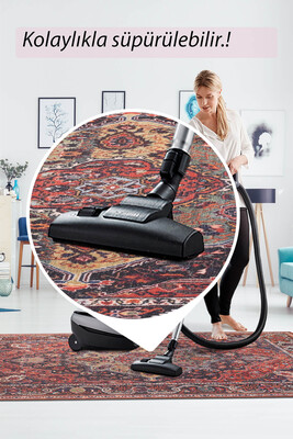 Outlet 150x150 Kare Folk Vintage Desenli Dokuma Taban Dekoratif Renkli Halı BA 07 - 7