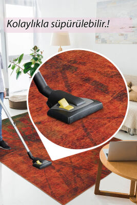 Outlet 150x150 Kare Fusion Modern Dokuma Taban Dekoratif Turuncu Halı AL-09 - 7