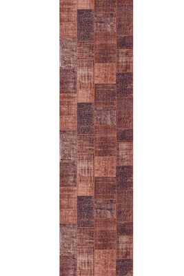 Outlet 150x150 Kare Jazz Patchwork Desenli Dokuma Taban Dekoratif Turuncu Halı AL-62 - 9