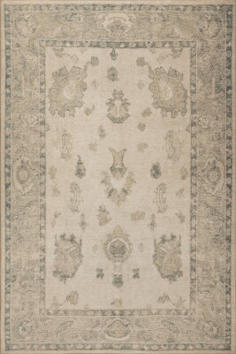 Outlet 150x150 Kare Relic Bej Vintage Dokulu Klasik Desenli Dokuma Tabanlı Şönil Halı AL-514 - 2