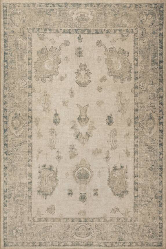 Outlet 150x150 Kare Relic Bej Vintage Dokulu Klasik Desenli Dokuma Tabanlı Şönil Halı AL-514 - 2