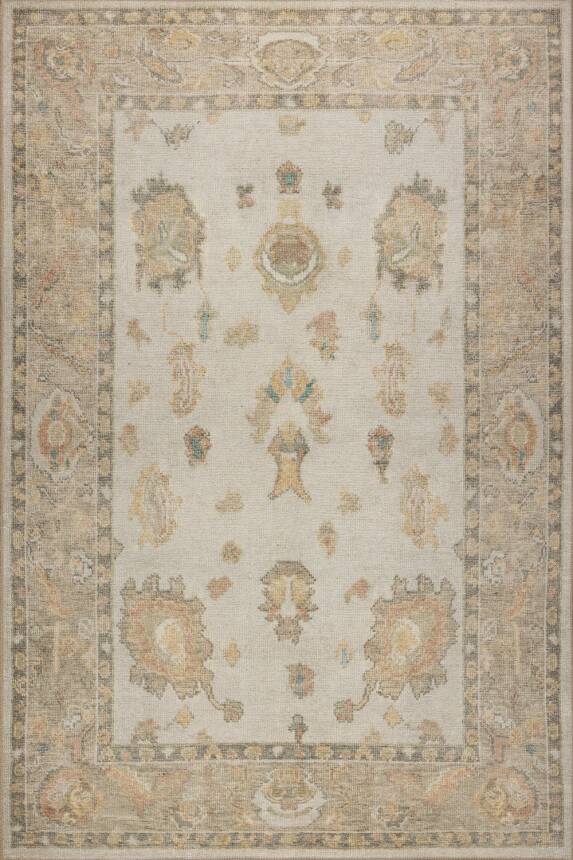 Outlet 150x150 Kare Relic Sarı / Bej Dokulu Klasik Desenli Dokuma Tabanlı Şönil Halı AL-513 - 2