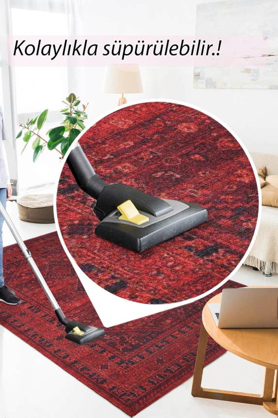 Outlet 150x150 Kare Soul Etnik Desenli Dokuma Taban Dekoratif Kırmızı Halı AL-219 - 6