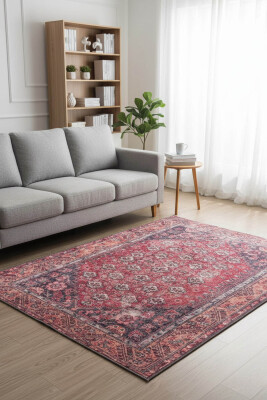 Outlet 150x230 Blues Vintage Desenli Dokuma Taban Dekoratif Bordo Halı AL-151 - Artloop