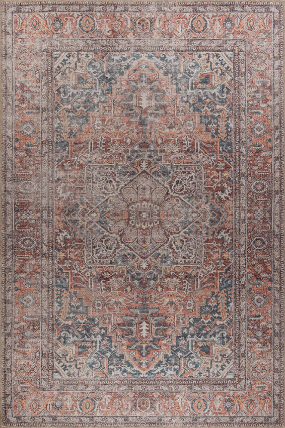 Outlet 150x230 Blues Vintage Desenli Dokuma Taban Kahverengi Halı AL-436 - 2