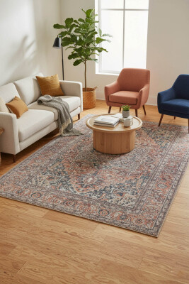 Outlet 150x230 Blues Vintage Desenli Dokuma Taban Kahverengi Halı AL-436 - Artloop