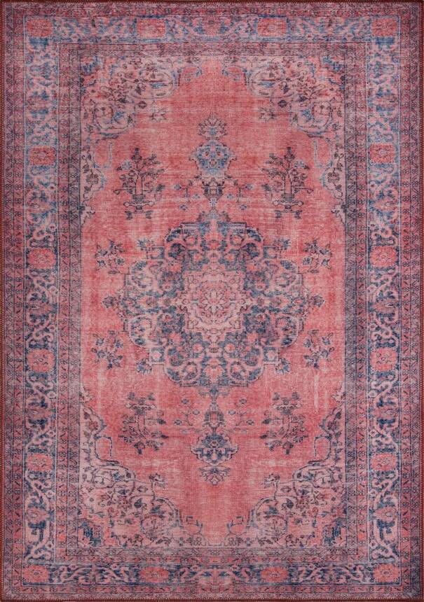 Outlet 150x230 Dorian Eskitme Desenli Dokuma Taban Dekoratif Pembe Halı AL-90 - 1