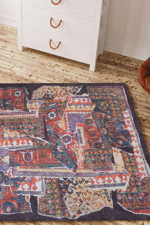 Outlet 150x230 Dorian Eskitme Desenli Dokuma Taban Dekoratif Renkli Halı AL-364 - 1