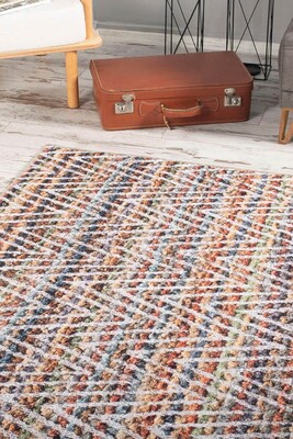 Outlet 150x230 Dorian Modern Desenli Dokuma Taban Dekoratif Renkli Halı AL-260 - Artloop