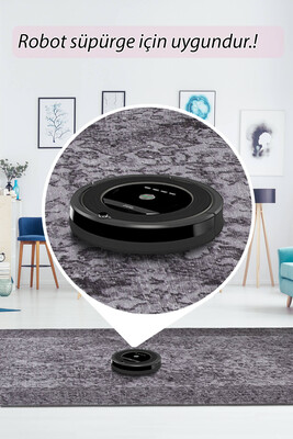 Outlet 150x230 Folk Eskitme Desenli Dokuma Taban Dekoratif Gri Halı BA-29 - 6