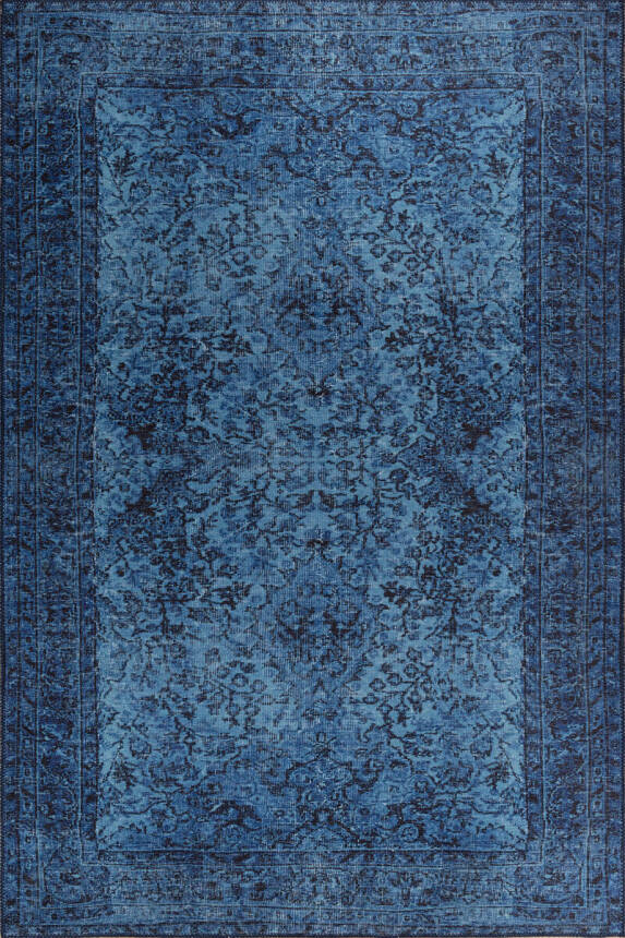 Outlet 150x230 Folk Eskitme Desenli Dokuma Taban Dekoratif Mavi Halı BA-44 - 2