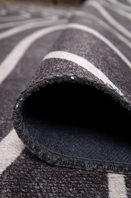 Outlet 150x230 Funk Şönil Dokuma Pamuk Polyester Siyah Halı AL-421 - 4