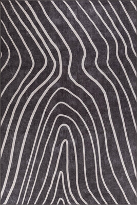 Outlet 150x230 Funk Şönil Dokuma Pamuk Polyester Siyah Halı AL-421 - 2