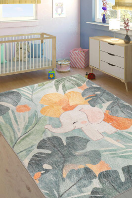 Outlet 150x230 Minor Fil Desenli Dokuma Taban Dekoratif Çocuk Odası Halısı AL-435 - 1