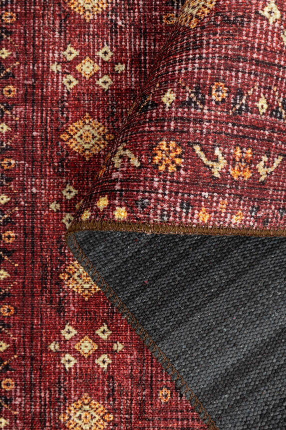 Outlet 150x230 Relic Bordo Vintage Dokulu Klasik Desenli Dokuma Tabanlı Şönil Halı AL-473 - 5