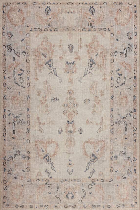 Outlet 150x230 Relic Krem / Pudra Vintage Dokulu Klasik Desenli Dokuma Tabanlı Şönil Halı AL-510 - 2