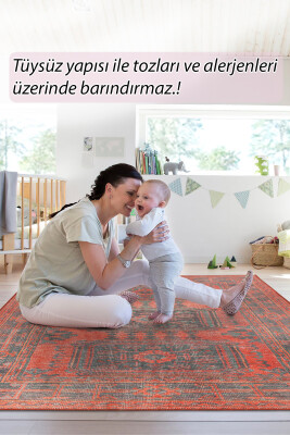 Outlet 150x230 Soul Etnik Desenli Dokuma Taban Dekoratif Kırmızı Halı AL-432 - 3