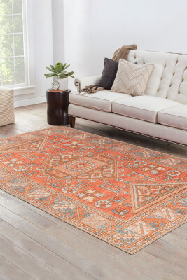 Outlet 150x230 Soul Etnik Desenli Dokuma Taban Dekoratif Kırmızı Halı AL-433 - 1