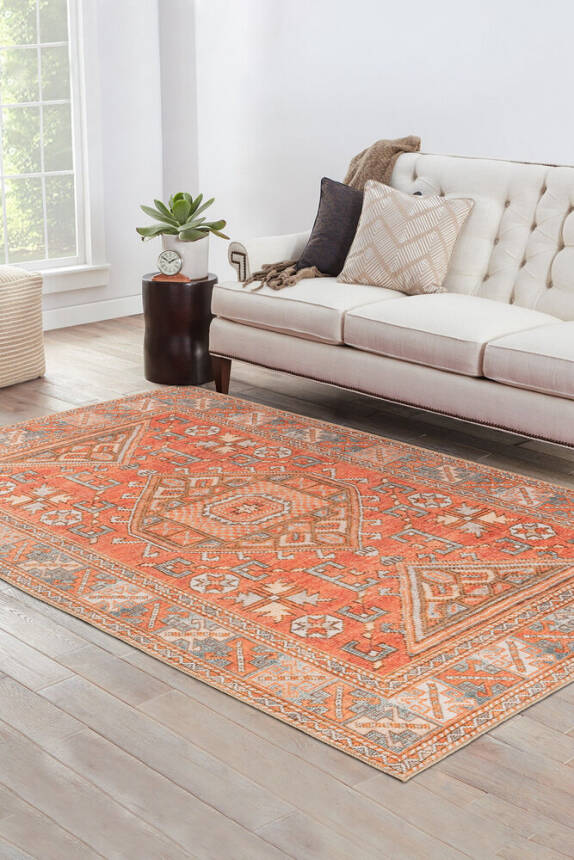 Outlet 150x230 Soul Etnik Desenli Dokuma Taban Dekoratif Kırmızı Halı AL-433 - 1
