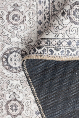 Outlet 150x230 Stonart Eskitme Vintage Desenli Bej/Gri Otantik Yıkanabilir Şönil Halı AL-443 - 5