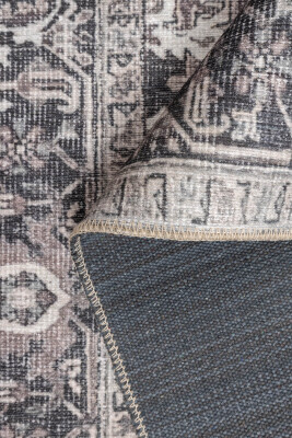 Outlet 150x230 Stonart Eskitme Vintage Desenli Gri Otantik Yıkanabilir Şönil Halı AL -453 - 5