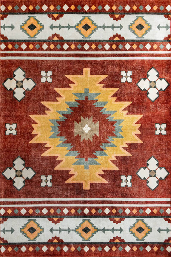 Outlet 160x230 Artloop Fuga Yumuşak Dokulu Kahverengi Etnik Desenli Halı KA-15 - 2