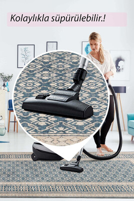Outlet 160x230 Artloop Fuga Yumuşak Dokulu Mavi Klasik Desenli Halı KA-35 - 7
