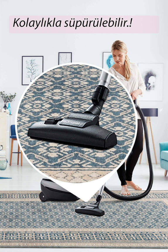 Outlet 160x230 Artloop Fuga Yumuşak Dokulu Mavi Klasik Desenli Halı KA-35 - 7