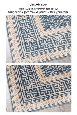 Outlet 160x230 Artloop Fuga Yumuşak Dokulu Mavi Klasik Desenli Halı KA-35 - 5
