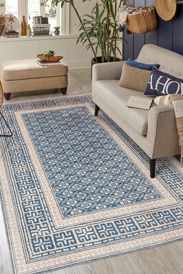 Outlet 160x230 Artloop Fuga Yumuşak Dokulu Mavi Klasik Desenli Halı KA-35 - 1