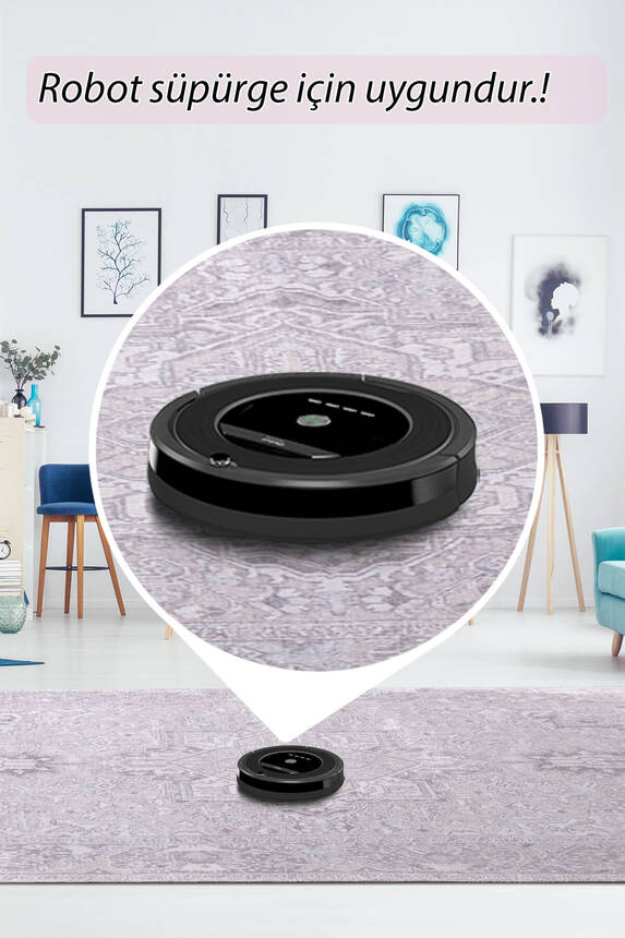 Outlet 160x230 Artloop Fuga Yumuşak Dokulu Vintage Desenli Gri Halı KA-01 - 5