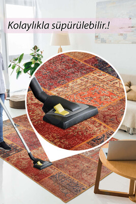 Outlet 200x200 Daire Jazz Patchwork Desenli Dokuma Taban Dekoratif Renkli Halı AL-16 - 4