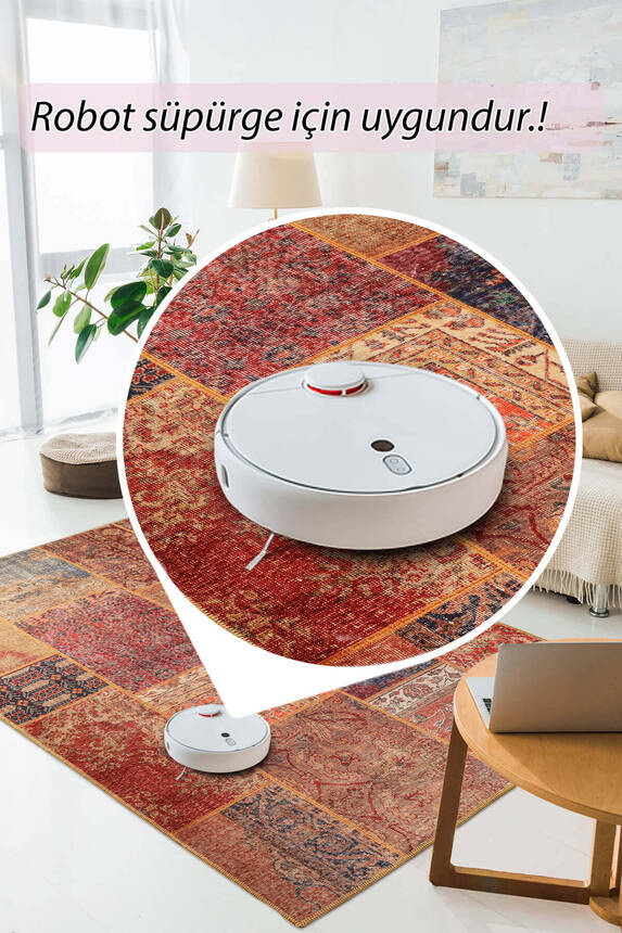 Outlet 200x200 Daire Jazz Patchwork Desenli Dokuma Taban Dekoratif Renkli Halı AL-16 - 6