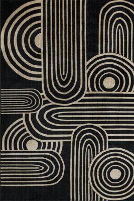 Outlet 200x300 Artloop Fuga Yumuşak Dokulu Siyah/Bej Modern Desenli Halı KA-13 - 2