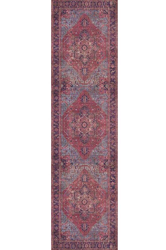 Outlet 210x210 Daire Blues Vintage Desenli Dokuma Taban Dekoratif Bordo Halı AL-162 - 8